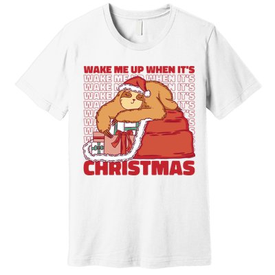 Wake Me Up When It's Christmas Sleeping Sloth Premium T-Shirt