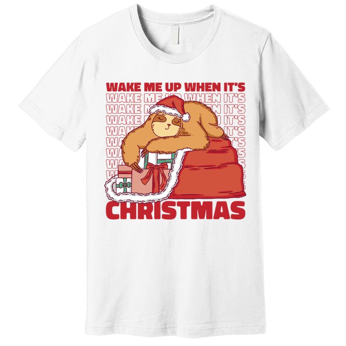 Wake Me Up When It's Christmas Sleeping Sloth Premium T-Shirt