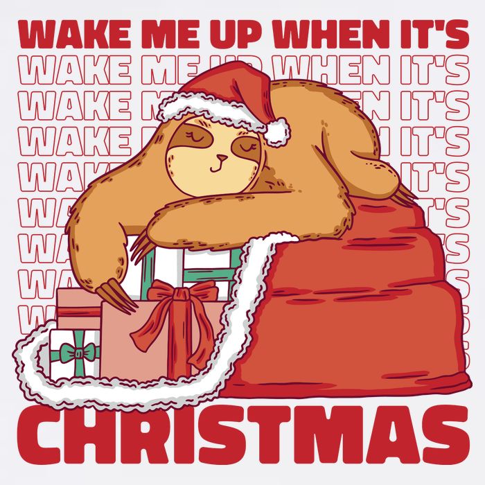 Wake Me Up When It's Christmas Sleeping Sloth Premium T-Shirt