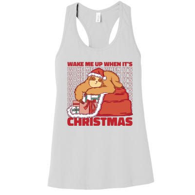 Wake Me Up When It's Christmas Sleeping Sloth Women's Racerback Tank