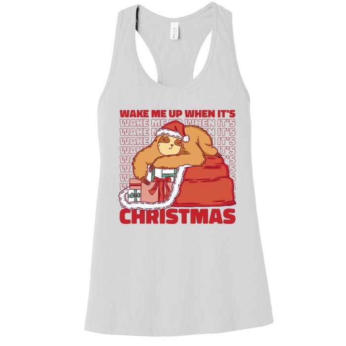 Wake Me Up When It's Christmas Sleeping Sloth Women's Racerback Tank