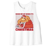 Wake Me Up When It's Christmas Sleeping Sloth Women's Racerback Cropped Tank