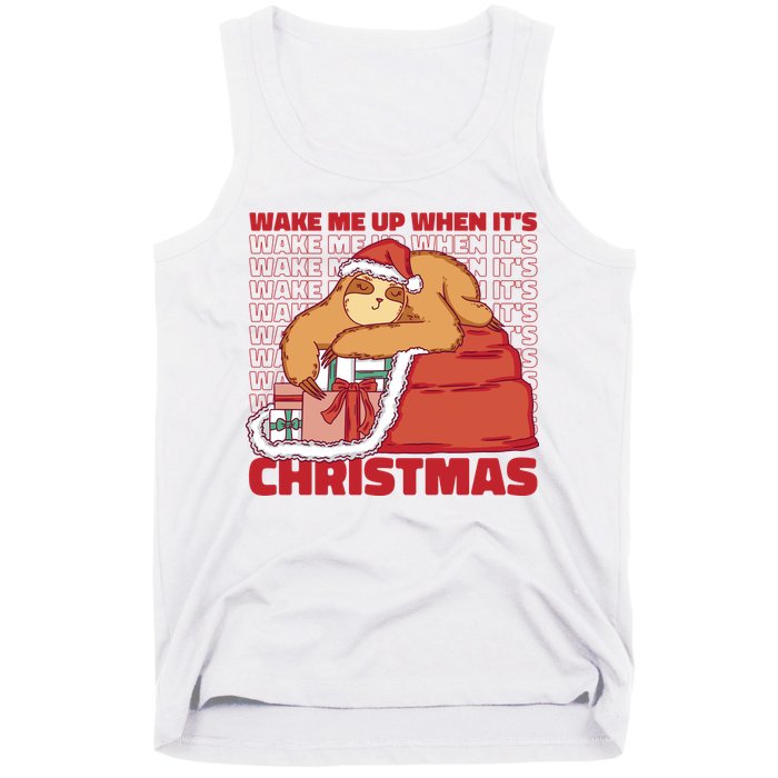 Wake Me Up When It's Christmas Sleeping Sloth Tank Top