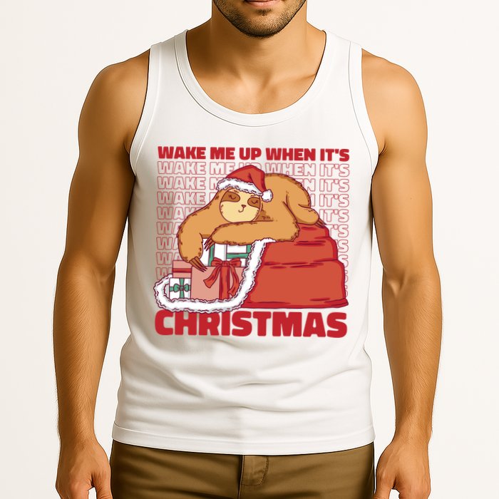 Wake Me Up When It's Christmas Sleeping Sloth Tank Top