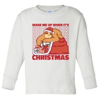 Wake Me Up When It's Christmas Sleeping Sloth Toddler Long Sleeve Shirt
