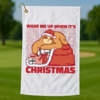 Wake Me Up When It's Christmas Sleeping Sloth Golf Towel