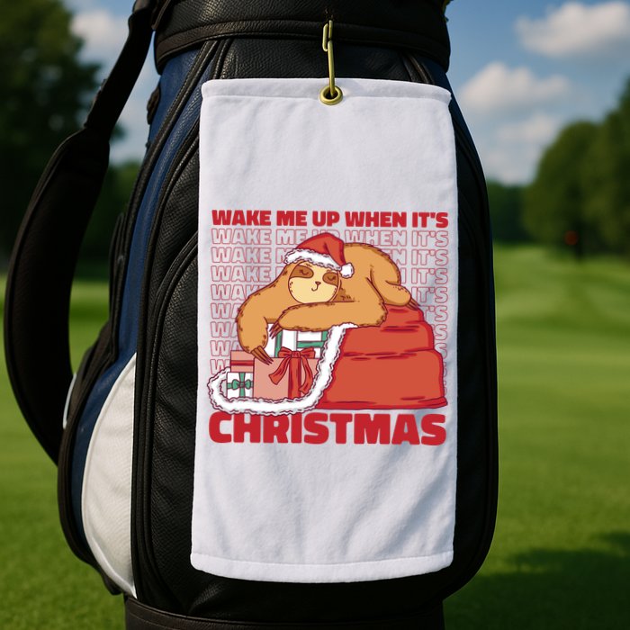 Wake Me Up When It's Christmas Sleeping Sloth Golf Towel
