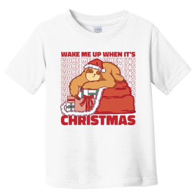 Wake Me Up When It's Christmas Sleeping Sloth Toddler T-Shirt