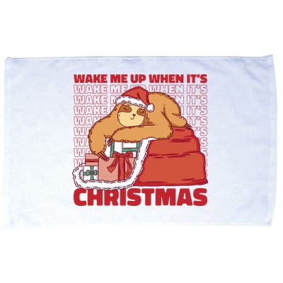 Wake Me Up When It's Christmas Sleeping Sloth Microfiber Hand Towel
