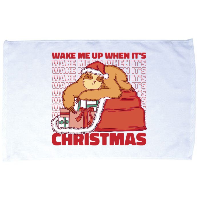 Wake Me Up When It's Christmas Sleeping Sloth Microfiber Hand Towel