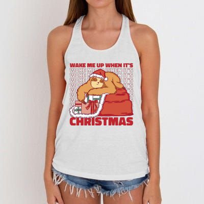 Wake Me Up When It's Christmas Sleeping Sloth Women's Knotted Racerback Tank