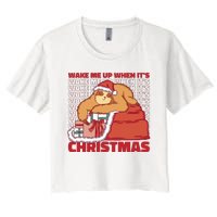 Wake Me Up When It's Christmas Sleeping Sloth Women's Crop Top Tee