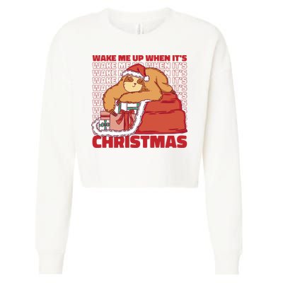 Wake Me Up When It's Christmas Sleeping Sloth Cropped Pullover Crew