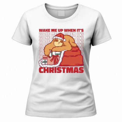 Wake Me Up When It's Christmas Sleeping Sloth Women's T-Shirt