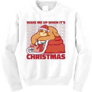 Wake Me Up When It's Christmas Sleeping Sloth Kids Sweatshirt