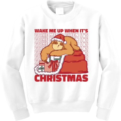 Wake Me Up When It's Christmas Sleeping Sloth Kids Sweatshirt