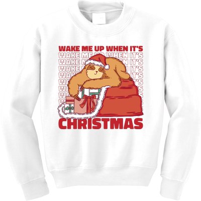 Wake Me Up When It's Christmas Sleeping Sloth Kids Sweatshirt