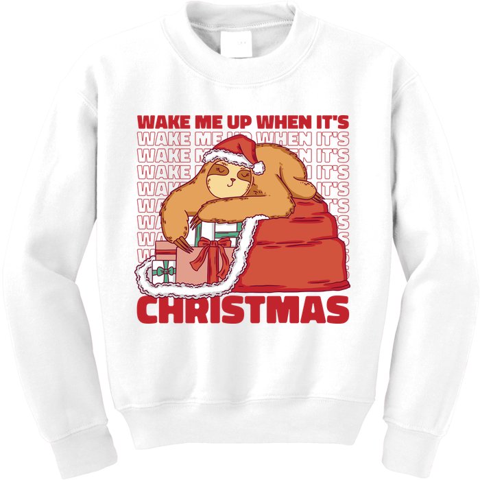 Wake Me Up When It's Christmas Sleeping Sloth Kids Sweatshirt