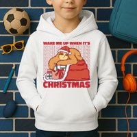 Wake Me Up When It's Christmas Sleeping Sloth Kids Hoodie