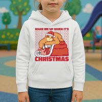 Wake Me Up When It's Christmas Sleeping Sloth Kids Hoodie