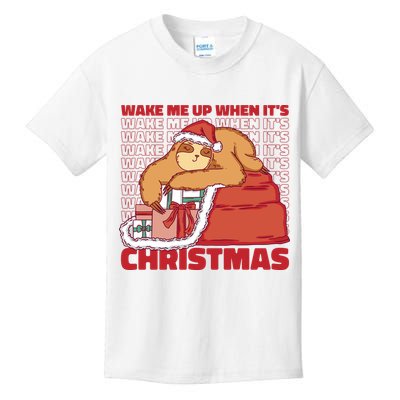Wake Me Up When It's Christmas Sleeping Sloth Kids T-Shirt
