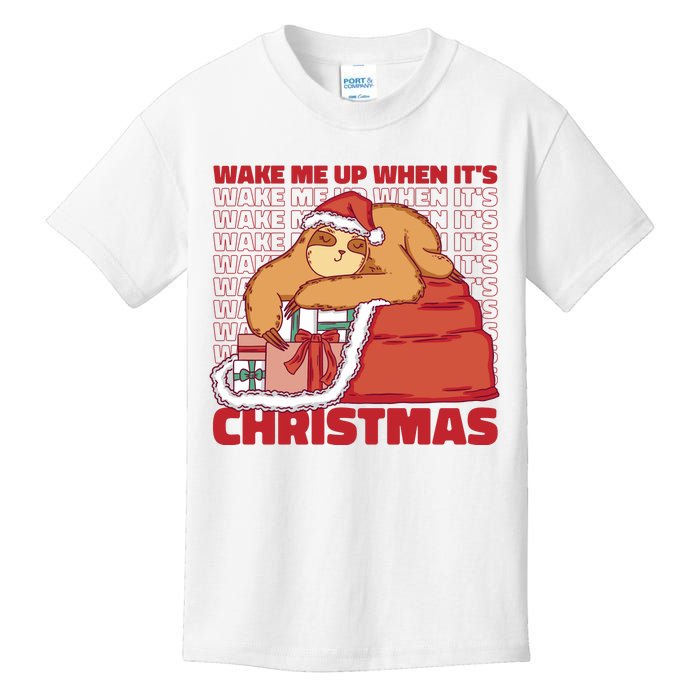 Wake Me Up When It's Christmas Sleeping Sloth Kids T-Shirt