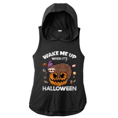 Wake Me Up When Its Halloween Sloth Halloween Graphic Gift Cute Gift Ladies PosiCharge Tri-Blend Wicking Draft Hoodie Tank