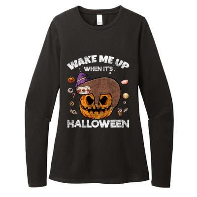 Wake Me Up When Its Halloween Sloth Halloween Graphic Gift Cute Gift Womens CVC Long Sleeve Shirt