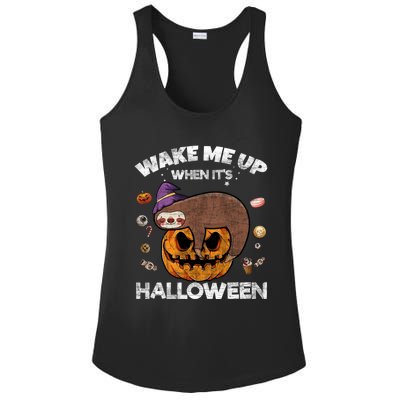 Wake Me Up When Its Halloween Sloth Halloween Graphic Gift Cute Gift Ladies PosiCharge Competitor Racerback Tank