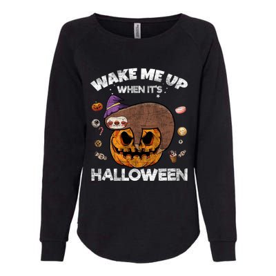 Wake Me Up When Its Halloween Sloth Halloween Graphic Gift Cute Gift Womens California Wash Sweatshirt