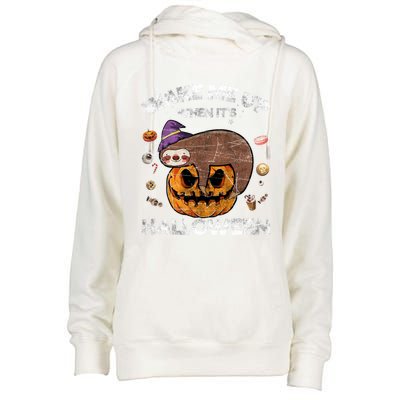 Wake Me Up When Its Halloween Sloth Halloween Graphic Gift Cute Gift Womens Funnel Neck Pullover Hood