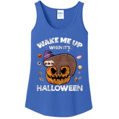 Wake Me Up When Its Halloween Sloth Halloween Graphic Gift Cute Gift Ladies Essential Tank