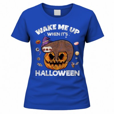 Wake Me Up When Its Halloween Sloth Halloween Graphic Gift Cute Gift Women's T-Shirt