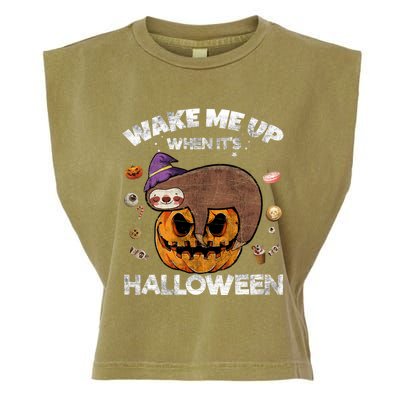 Wake Me Up When Its Halloween Sloth Halloween Graphic Gift Cute Gift Garment-Dyed Women's Muscle Tee