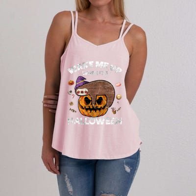 Wake Me Up When Its Halloween Sloth Halloween Graphic Gift Cute Gift Women's Strappy Tank