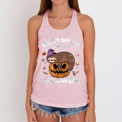 Wake Me Up When Its Halloween Sloth Halloween Graphic Gift Cute Gift Women's Knotted Racerback Tank