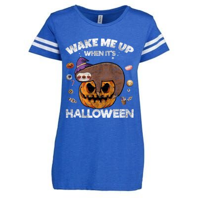 Wake Me Up When Its Halloween Sloth Halloween Graphic Gift Cute Gift Enza Ladies Jersey Football T-Shirt