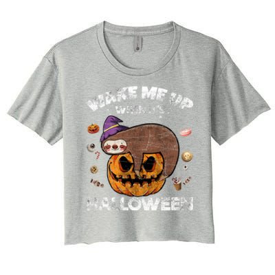 Wake Me Up When Its Halloween Sloth Halloween Graphic Gift Cute Gift Women's Crop Top Tee