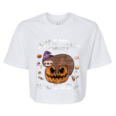 Wake Me Up When Its Halloween Sloth Halloween Graphic Gift Cute Gift Bella+Canvas Jersey Crop Tee