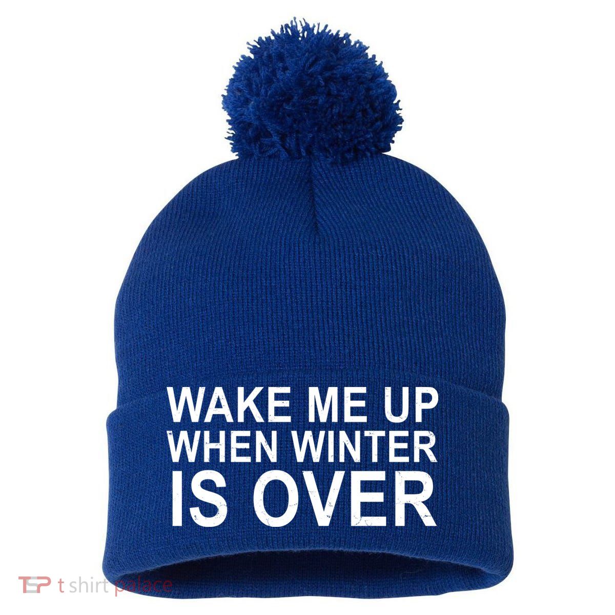 Wake Me Up When Winter Is Over Pom Pom 12in Knit Beanie