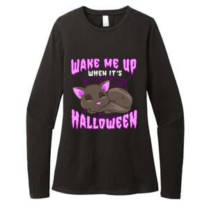 Wake Me Up When Its Halloween Black Cat Gift Womens CVC Long Sleeve Shirt