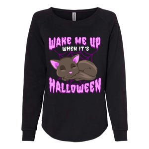 Wake Me Up When Its Halloween Black Cat Gift Womens California Wash Sweatshirt