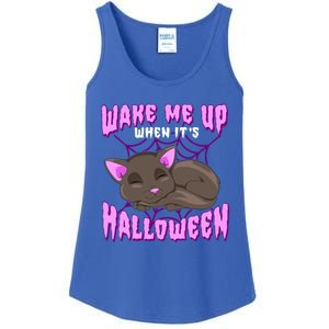 Wake Me Up When Its Halloween Black Cat Gift Ladies Essential Tank