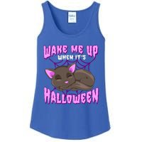 Wake Me Up When Its Halloween Black Cat Gift Ladies Essential Tank