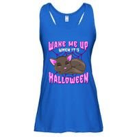 Wake Me Up When Its Halloween Black Cat Gift Ladies Essential Flowy Tank