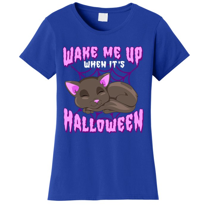 Wake Me Up When Its Halloween Black Cat Gift Women's T-Shirt