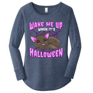 Wake Me Up When Its Halloween Black Cat Gift Women's Perfect Tri Tunic Long Sleeve Shirt