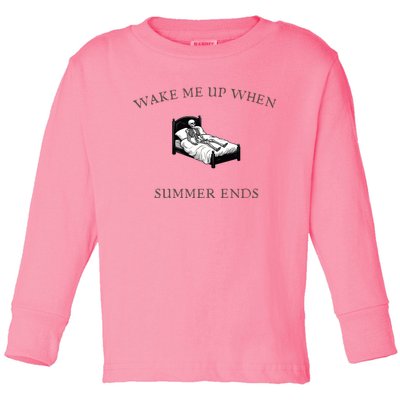 Wake Me Up When Summer Ends Funny Halloween Novelty Design Gift Toddler Long Sleeve Shirt