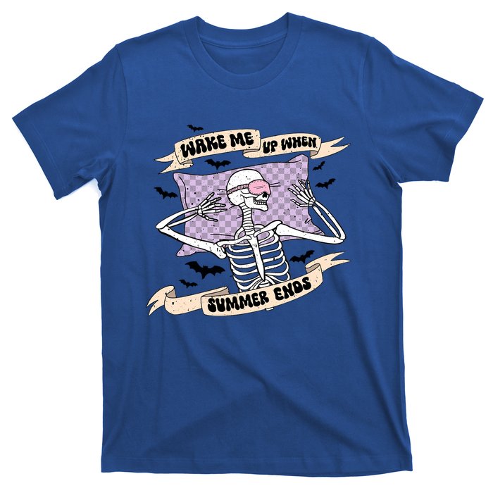 Wake Me Up When Summer Ends Funny Skeleton Halloween Gift T-Shirt