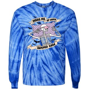 Wake Me Up When Summer Ends Funny Skeleton Halloween Gift Tie-Dye Long Sleeve Shirt